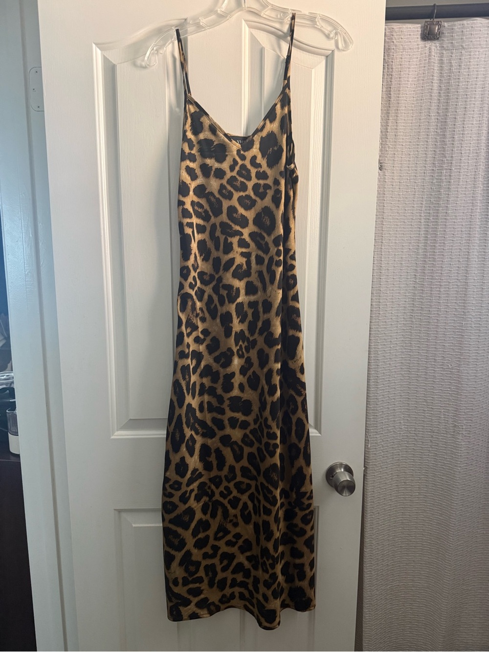 Vici Leopard-Print Slip Maxi Dress in Brown and Black